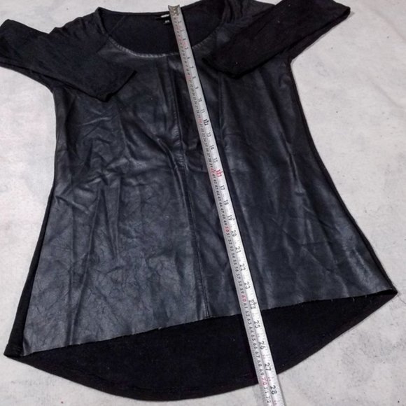 Mossimo Black Faux Leather Long Sleeve Cowl Top - Picture 8 of 8